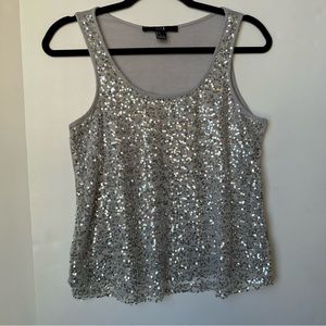 Forever 21 Silver & Gray Sequin Tank Top Size Small